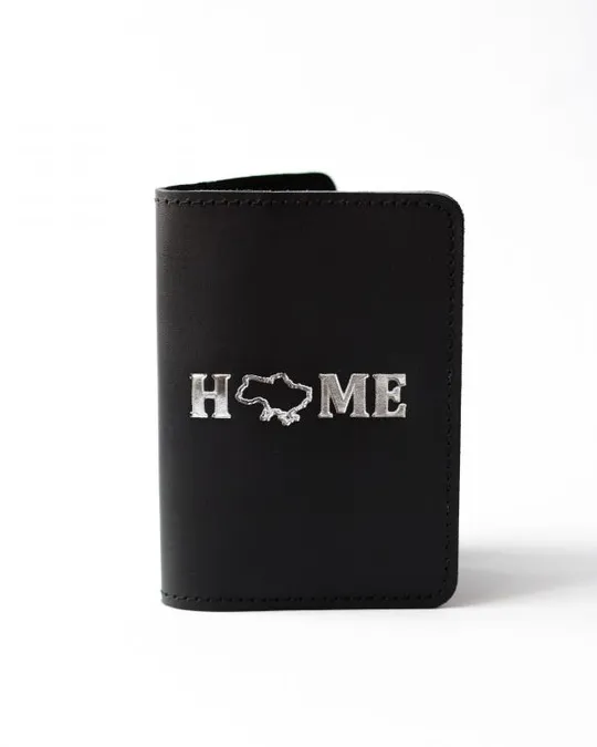 Обкладинка для паспорта &quot;Home&quot;,чорна з посрібленням. Ціна