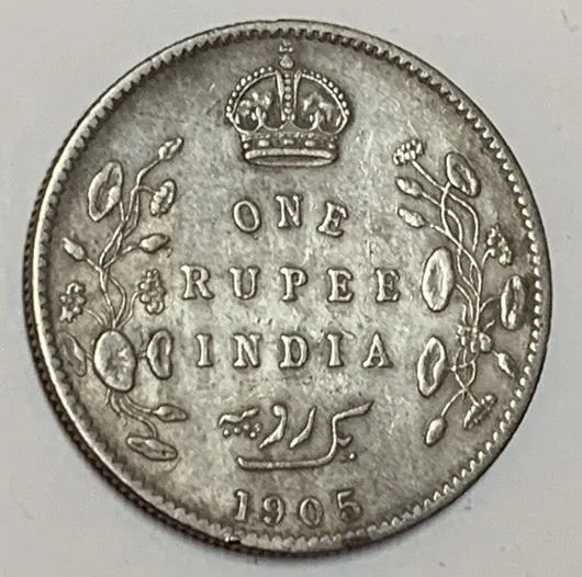 Купити Редкая монета 1 рупия 1905 Британская Индия, серебро XF RPN348