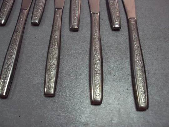 Набор столовые приборы ножи узор цветы цветочки нержавейка новые нож лот 10 шт №11695 З аукціону