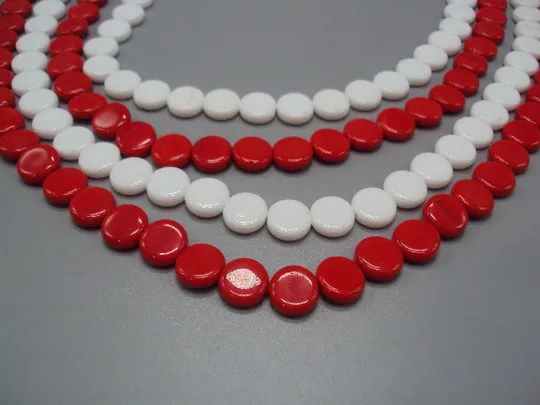 Бижутерия бусы в четыри ряда красно-белые камень намисто в 4 ряди червоно біле 43 см внутр. №18646 Інтернет-аукціон