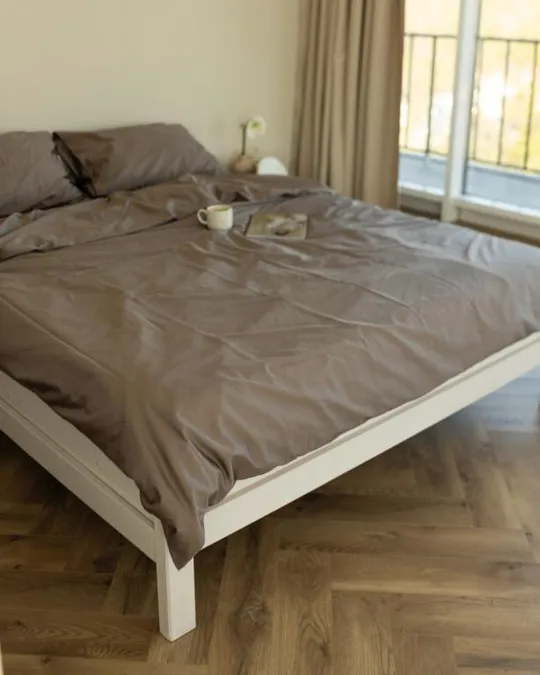 Постельное белье полуторное Dushka Home Сатин Люкс 20924 160х215 см кофе с молоком Ціна