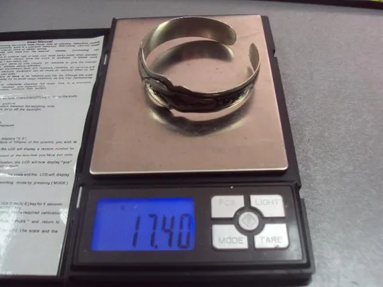 женский жесткий браслет цветы чернь серебро 875 проба ссср вес 17,4 г №3265 Де купити