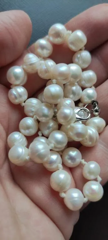 Натуральный жемчуг большие бусины 48 см Новое ожерелье, колье, красота! pr462 Недорого