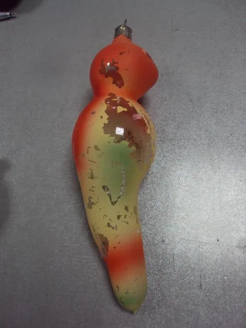 Елочная игрушка подвесная попугай птичка стекло большой 20 см ссср №9887 Ціна