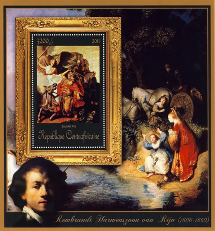 фото, ЦАР-Живопись- Рембранд -2011.Чистый  красивый Блок.MNH.