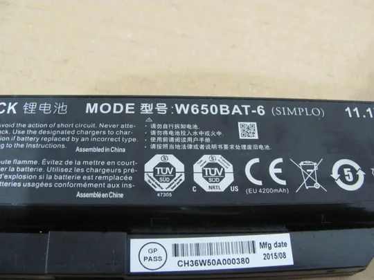 Оригінал АКБ, Акумуляторна батарея, живлення,батарея, Оригінальна батарея W650BAT-6 11.1V для Clevo W650 W655SR W670SHQ DNS 80100 801482 17000 170724 HSW Hasee K610C K650D K570N K710C K590C K750D З аукціону