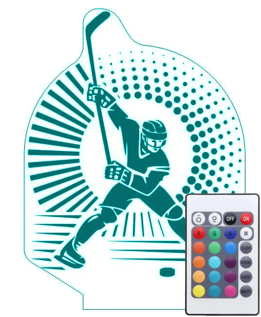 Акриловий світильник-нічник з пультом 16 кольорів Хокей tty-n001484 Ціна