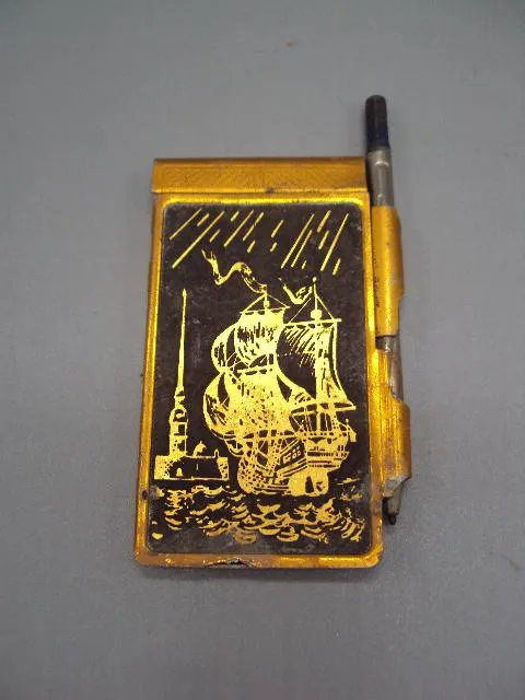 Блокнот парусник корабль металл записная книжка длина 8,5 см №13545 Ціна