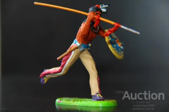 ІНДІАНЕЦЬ ЗІ СПИСОМ № 6827 индеец ELASTOLIN 70мм ФРГ З аукціону