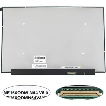 фото, Матриця 16.0" NE160QDM-N64 (2560*1600, 40pin(eDP, IPS, 90Hz), LED, SLIM(без планок та вушок), матова, роз'єм праворуч внизу) для