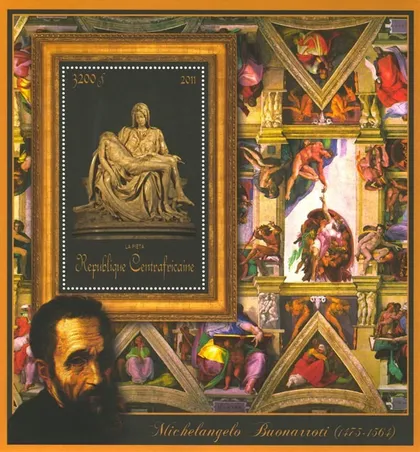 фото, ЦАР-Живопись-Микеланджело-2011. Чистый красивый Блок. MNH.
