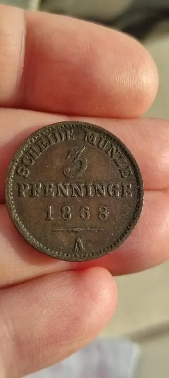 Купити Редкая монета 3 пфенинга 1868 год 1/120 часть талера королевство Пруссия медь оригинал bs449.