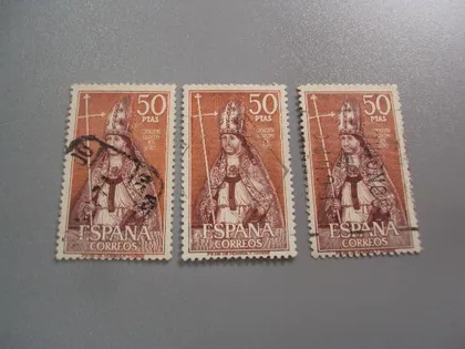 фото, марки Испания 1970 личности архиепископ религия Родриго Хименес де Рада лот 3 шт гаш №3616