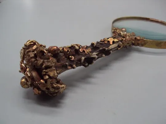 Подарочная линза увеличительное стекло лупа желуди и листья латунь, рог оленя 20,7 х 9 см №13488 Продаж