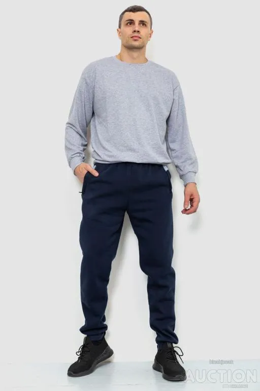 Купити Спорт штаны мужские на флисе, цвет темно-синий, 244R4188