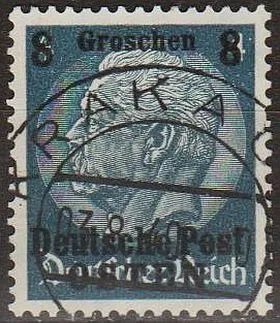 1939 - Рейх - GG - Надрук 8 Мі.2 _гаш Ціна