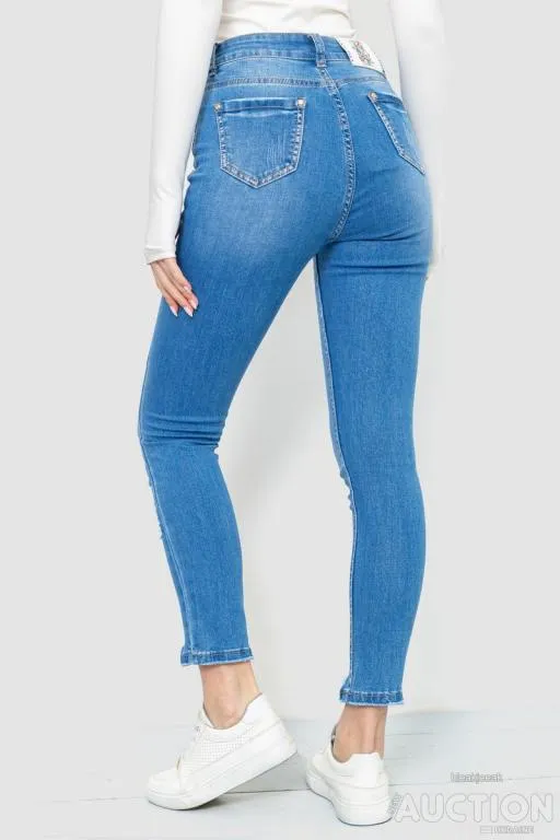 Джинсы женские с потертостями, цвет синий, 214R1532 Продаж