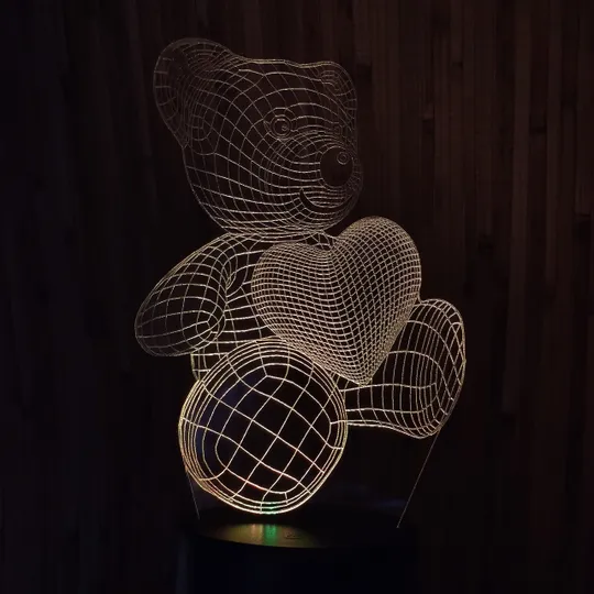 Акриловий світильник-нічник Ведмедик з серцем 2 жовтий tty-n000328 Ціна