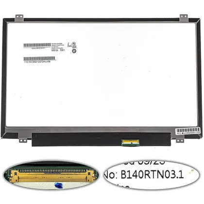 фото, УЦІНКА! Матриця 14.0" B140RTN03.1 (1600*900, 40pin, LED, SLIM (вертикальні вушка), матова, роз'єм праворуч внизу) для ноутбука