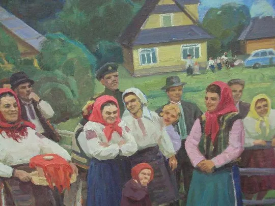 Картина Гуцульская свадьба Лобода 1972 г. холст, масло размер 212,4 х 122,6 см №22 Де купити
