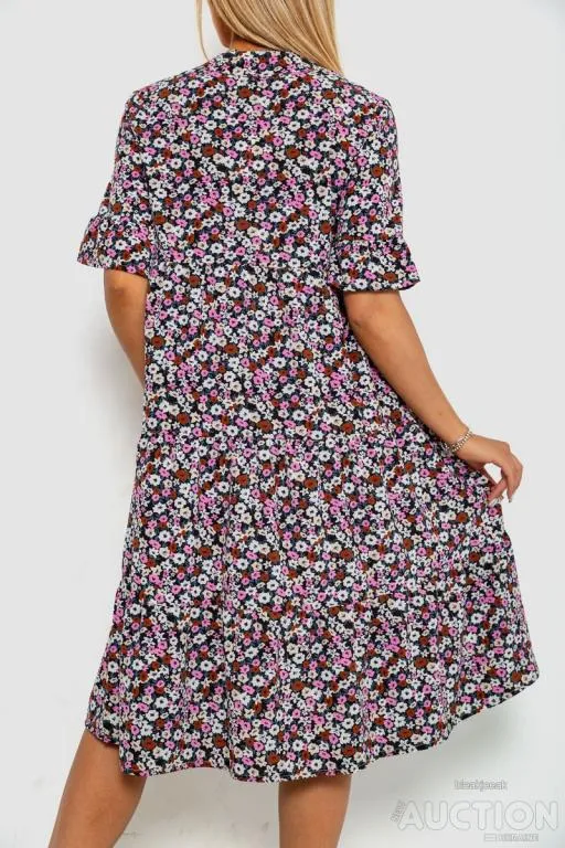 Платье с цветочным принтом, цвет черно-розовый, 102R5251-1 Продаж