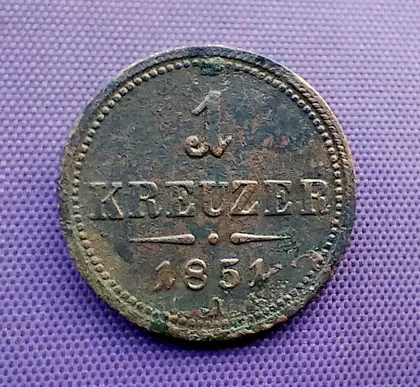 фото, 1 крейцер 1851 року (2)