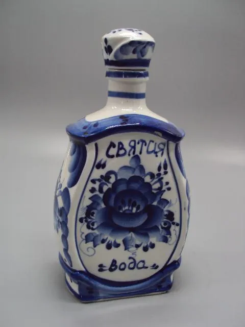 Штоф фарфор Гжель святая вода Куликов А. высота 20,5 см №13698 Ціна