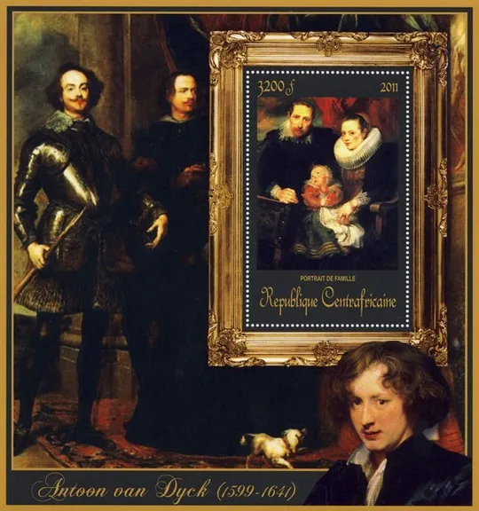 ЦАР-Живопись- Антуан Ван Дейк -2011.Чистый  красивый Блок.MNH. Ціна