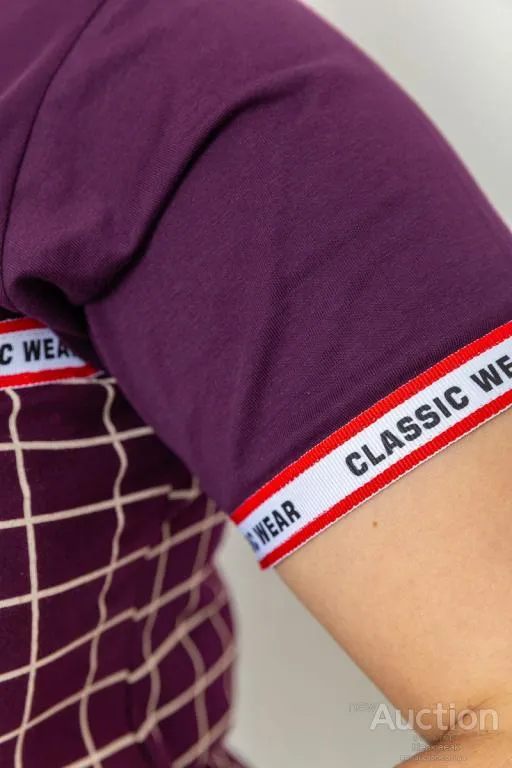 Платье в клетку повседневное, цвет темно-фиолетовый, 231R6404 Де купити