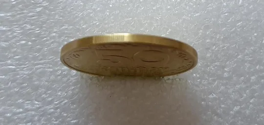 (2930) 50 копійок 1992 1БАм розкол в році випуску на аверсі (50 копеек 1992 брак царапина штемпеля) Де купити