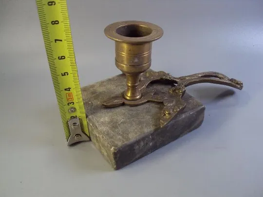 Купити Подсвечник с ручкой листок листик виноград на мраморной подставке маленький высота 7,5 см (№ 1199)