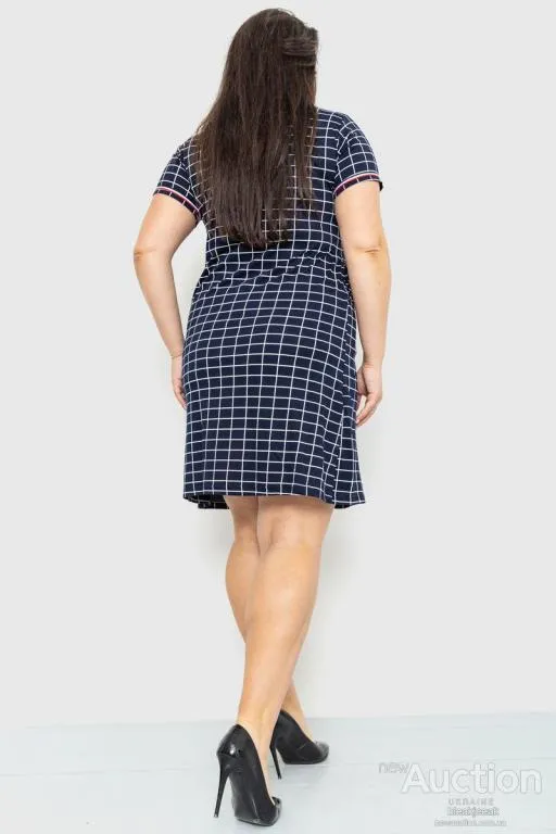 Платье повседневноев клетку, цвет темно-синий, 231R6616 Продаж