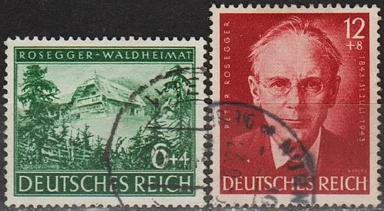 1943 - Рейх - 100 років Розеггера Mi.855-56 _2,40 € Ціна