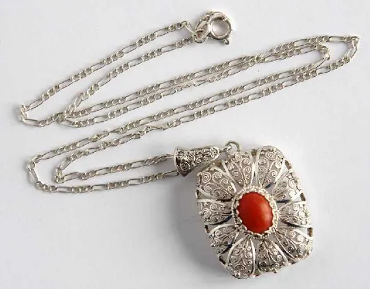 Підвіска філігрань срібло 800 проба корал Austria З аукціону