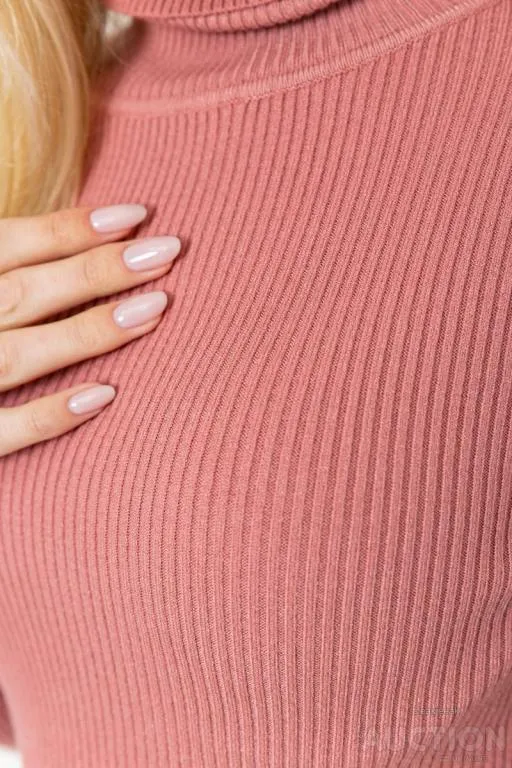 Гольф женский однотонный в рубчик, цвет темно-коралловый, 214R7100 Де купити