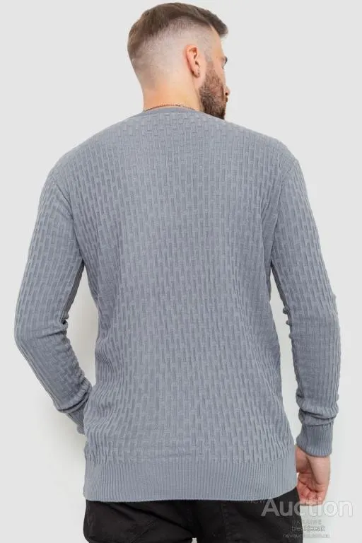 Свитер мужской однотонный, цвет серый, 235R1394 Продаж