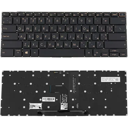 фото, Клавіатура для ноутбука ASUS (UX393 series) ukr, black, без фрейму, підсвічування клавіш (оригінал)