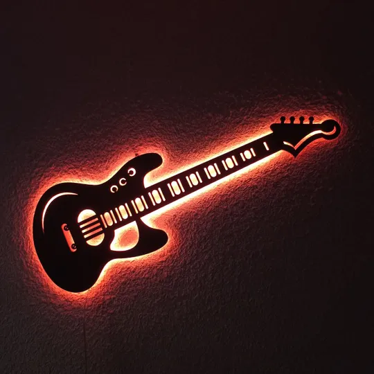 Панно декоративна картина на стіну Гітара LED підсвітка 250х742 acr-p000106 З аукціону