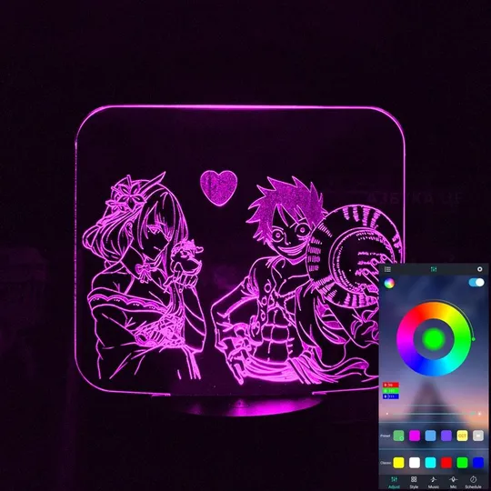 Акриловий світильник-нічник керування з телефона Луффі та Райден tty-n002038 Ціна