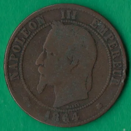 Купити 10 сантимів 1864 року A Франція [М]