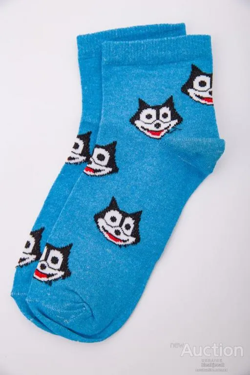 Женские носки, голубого цвета с принтом, средней длины, 167R346 Ціна