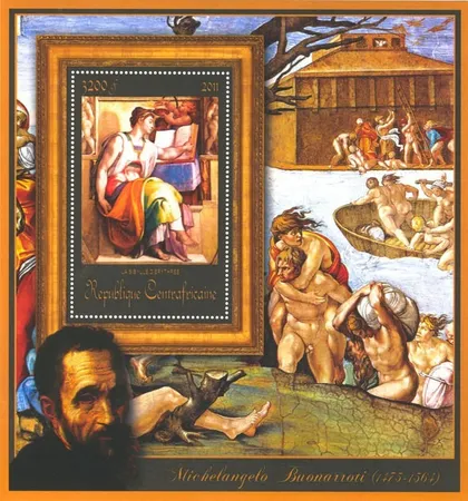 фото, ЦАР-Живопись-Микеланджело-2011. Чистый красивый Блок. MNH.