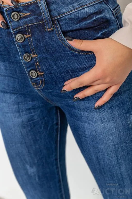 Джинсы женские с потертостями, цвет синий, 214R1417 Де купити