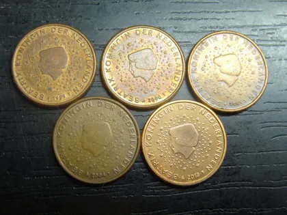 фото, 1 євроцент Нідерланди (порічниця) 5шт, всі різні