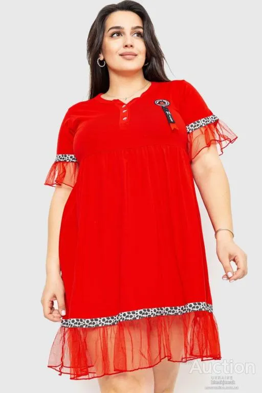 Платье свободного кроя, цвет красный, 231R6444 Ціна