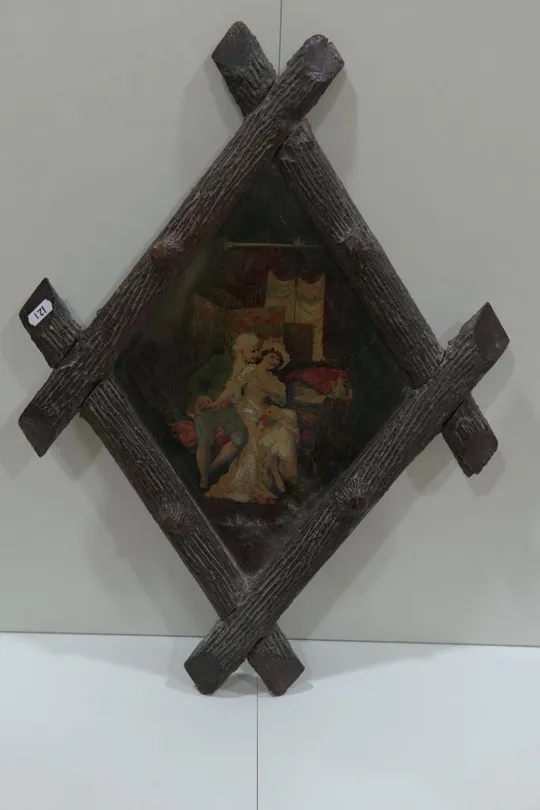 Картина Парочка. Залицяння. заигрывание Масло европа В раме 59х43 см, без рамы 27,5х36 см №121 Ціна