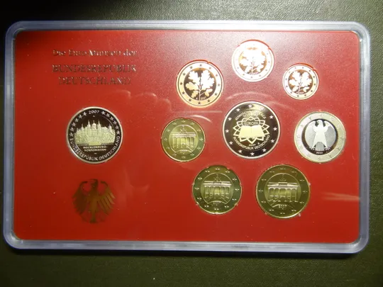 Комплект євромонет Німеччини 2007 A (повний комплект+ 2 ювілейні) UNC Ціна