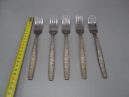 Купити Столовые приборы вилки нерж узор цветы листья листочки нержавейка вилка 19,9 см лот 5 шт №18638в