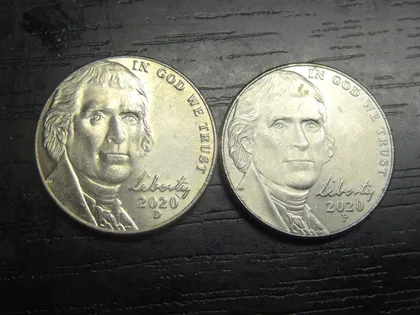 фото, 5 центів 2020 США (два різновиди)