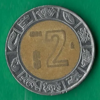 фото, 2 песо 1996 року Мексика [МШ1]